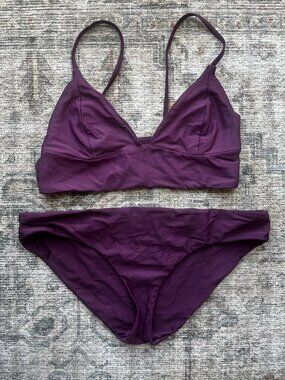 Bikyni Sangria The Long Line Bikini Top & The Hipster Bottom Burgundy Size M Set